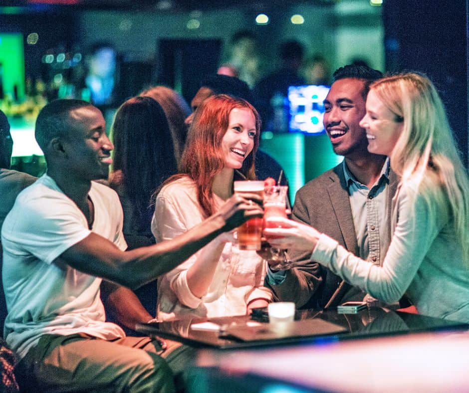 Alcohol myths. An image showing a busy Hong Kong busy professionals at a bar.