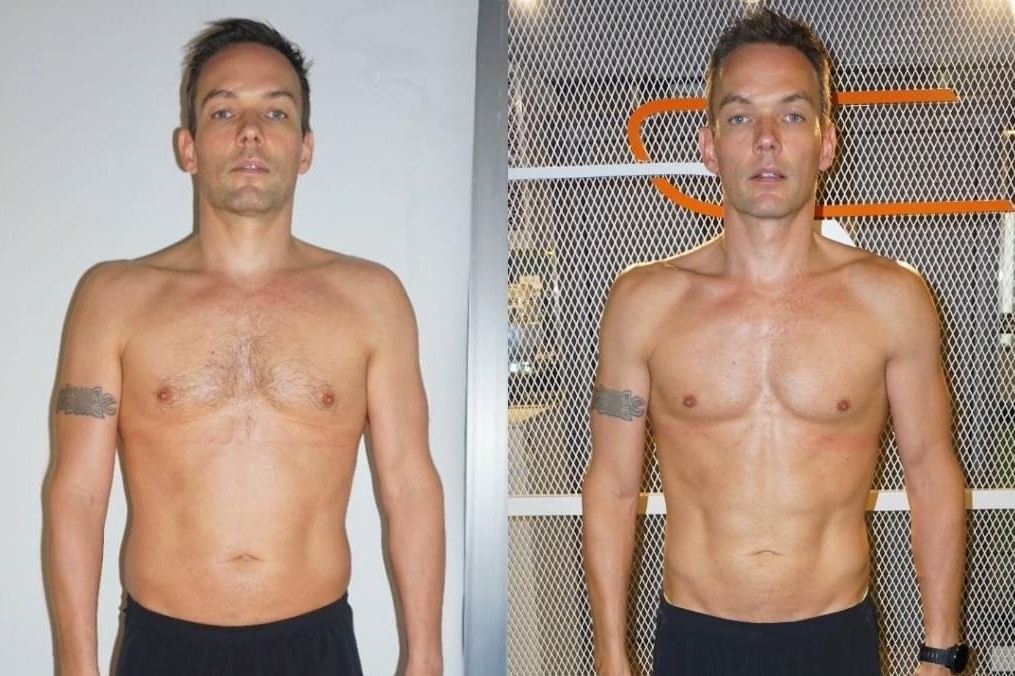 Training transformation comparison on two photos at Precision Fitness