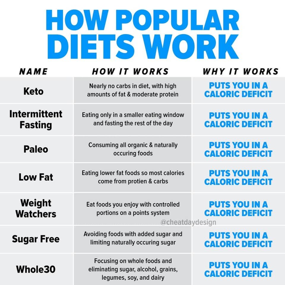 How popular diets work graphical display