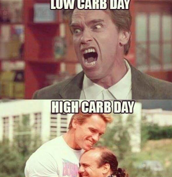 Low carbs day vs high carbs day meme