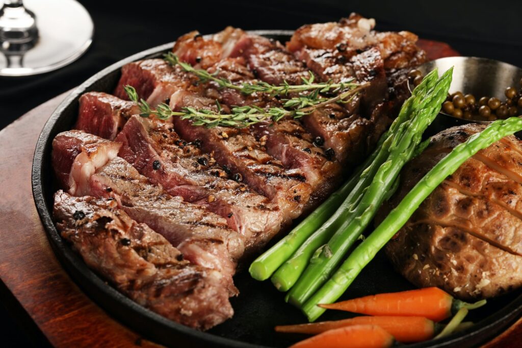 Steak with healthy side dishes as addition